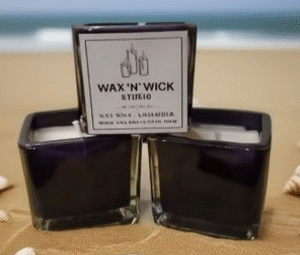 Square black glass candles